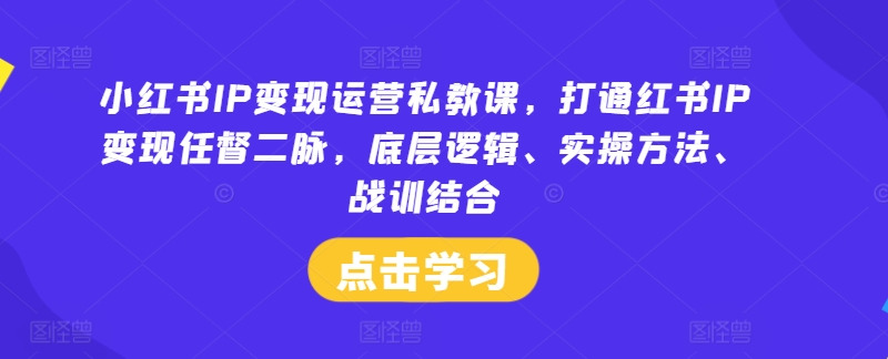 小红书IP变现运营私教课，打通红书IP变现任督二脉，底层逻辑、实操方法、战训结合-策里行间