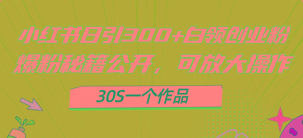 小红书日引300+高质白领创业粉，可放大操作，爆粉秘籍！30s一个作品-策里行间