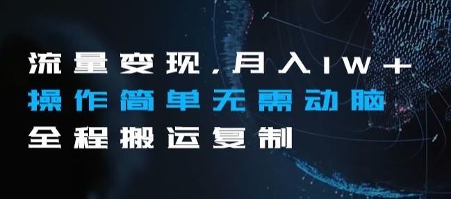 流量变现，月入1W+操作简单无需动脑全程搬运复制【揭秘】-策里行间