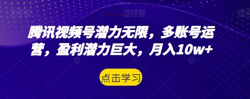 腾讯视频号潜力无限，多账号运营，盈利潜力巨大，月入10w+-策里行间
