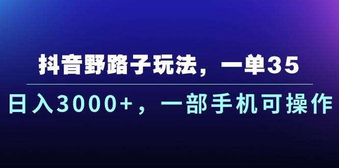 抖音野路子玩法，一单35.日入3000+，一部手机可操作-策里行间