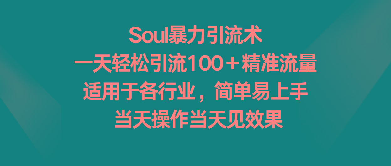 Soul暴力引流术，一天轻松引流100＋精准流量，适用于各行业，简单易上手！-策里行间