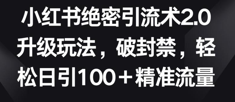 小红书绝密引流术2.0升级玩法，破封禁，轻松日引100+精准流量【揭秘】-策里行间