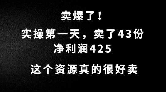 这个资源，需求很大，实操第一天卖了43份，净利润425【揭秘】-策里行间