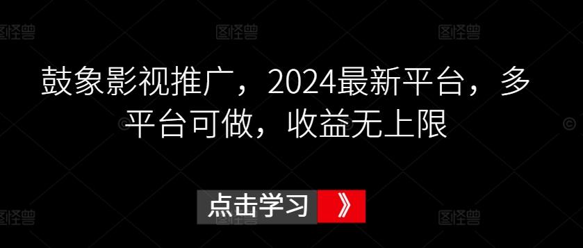 鼓象影视推广，2024最新平台，多平台可做，收益无上限【揭秘】-策里行间