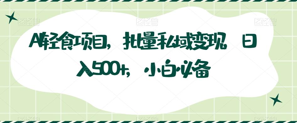 AI轻食项目，批量私域变现，日入500+，小白必备-策里行间