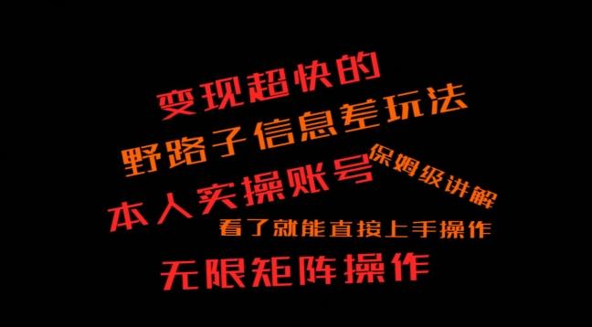 变现超快的野路子信息差玩法，本人实操账号保姆级讲解-策里行间
