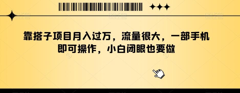 靠搭子项目月入过万，流量很大，一部手机即可操作，小白闭眼也要做-策里行间