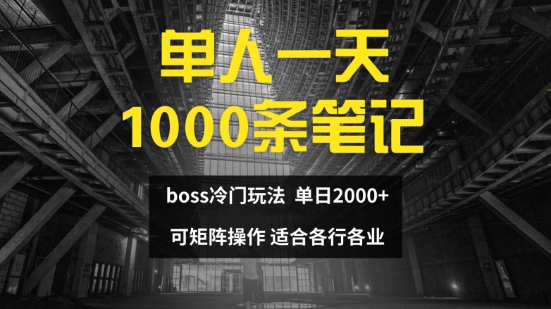 单人一天1000条笔记，日入2000+，BOSS直聘的正确玩法【揭秘】-策里行间