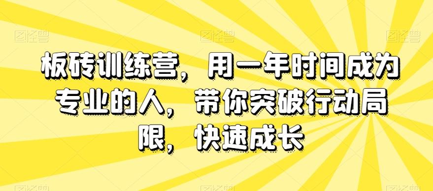 板砖训练营，用一年时间成为专业的人，带你突破行动局限，快速成长-策里行间