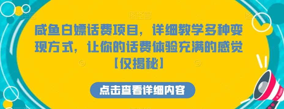 咸鱼白嫖话费项目，详细教学多种变现方式，让你的话费体验充满的感觉【仅揭秘】-策里行间