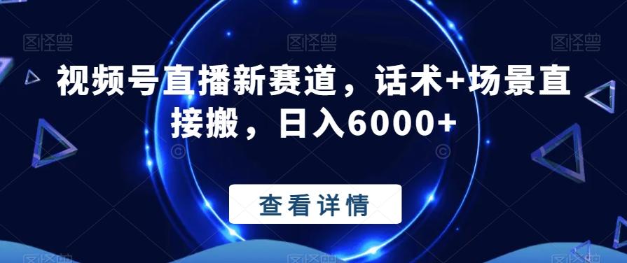视频号直播新赛道，话术+场景直接搬，日入6000+-策里行间