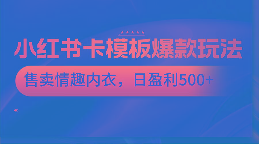 小红书卡模板爆款玩法，售卖情趣内衣，日盈利500+-策里行间