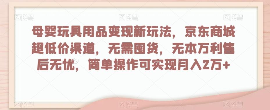 母婴玩具用品变现新玩法，京东商城超低价渠道，简单操作可实现月入2万+【揭秘】-策里行间