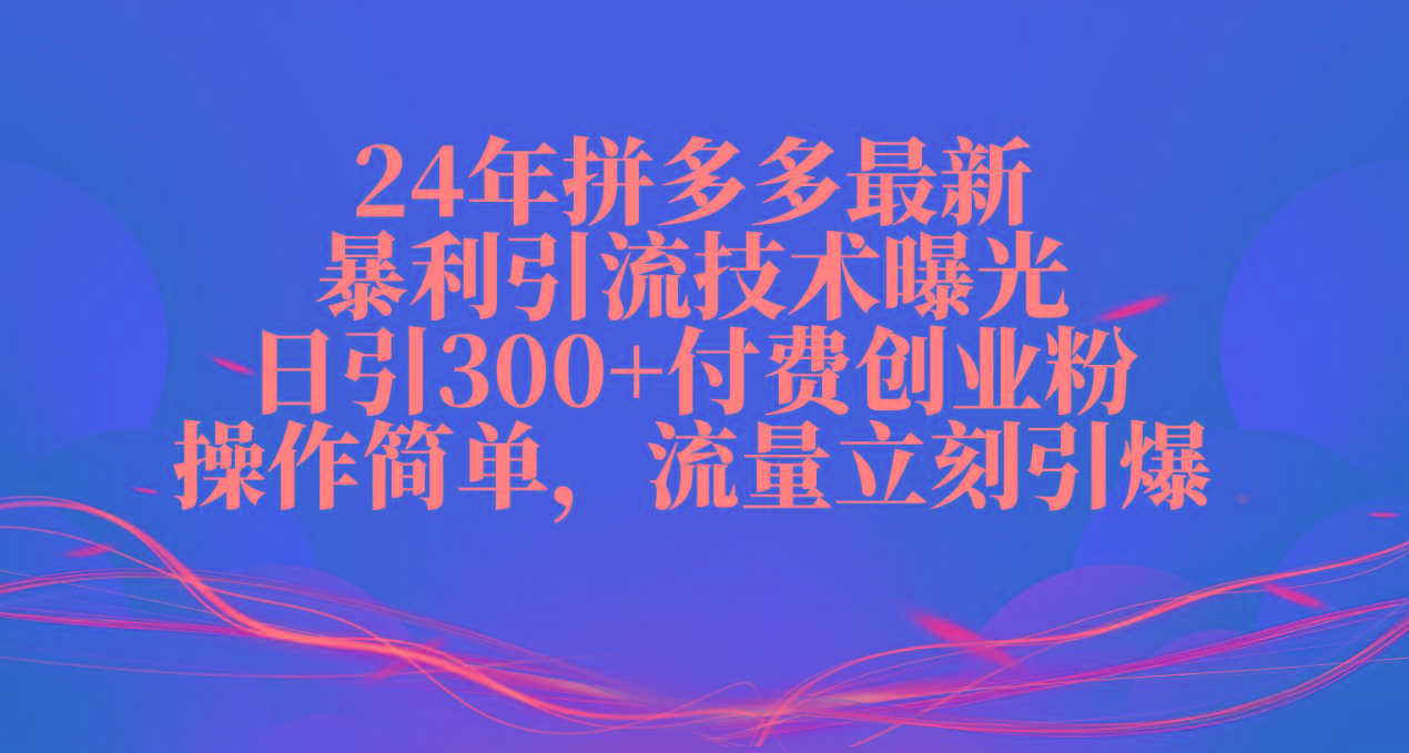 24年拼多多最新暴利引流技术曝光，日引300+付费创业粉，操作简单，流量…-策里行间