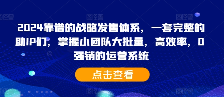 2024靠谱的战略发售体系，一套完整的助IP们，掌握小团队大批量，高效率，0 强销的运营系统-策里行间