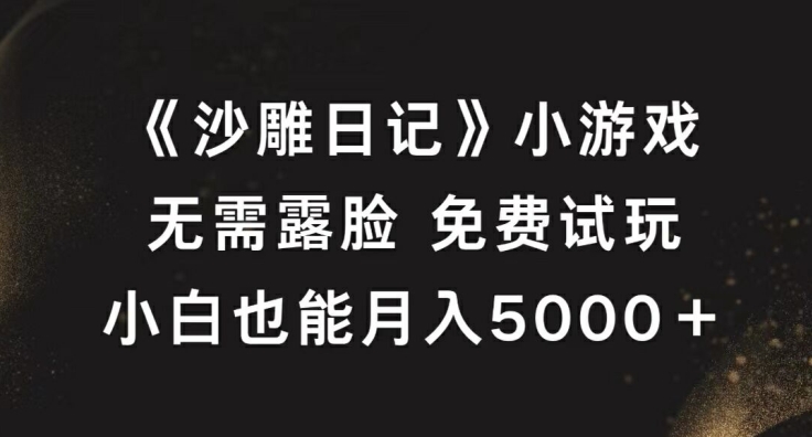 《沙雕日记》小游戏，无需露脸免费试玩，小白也能月入5000+【揭秘】-策里行间