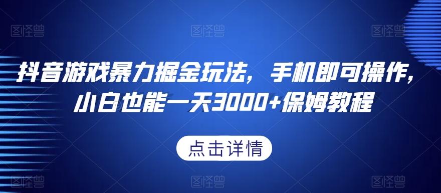 抖音游戏暴力掘金玩法，手机即可操作，小白也能一天3000+保姆教程【揭秘】-策里行间