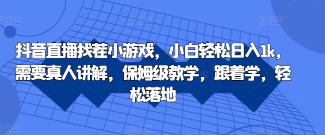 抖音直播找茬小游戏，小白轻松日入1k，需要真人讲解，保姆级教学，跟着学，轻松落地【揭秘】-策里行间