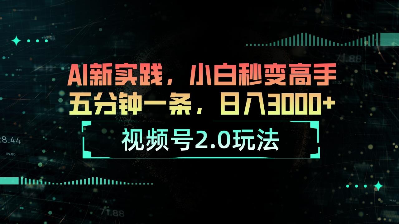 视频号2.0玩法 AI新实践，小白秒变高手五分钟一条，日入3000+-策里行间