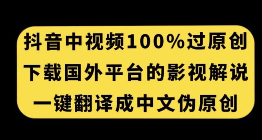 抖音中视频百分百过原创，下载国外平台的电影解说，一键翻译成中文获取收益-策里行间