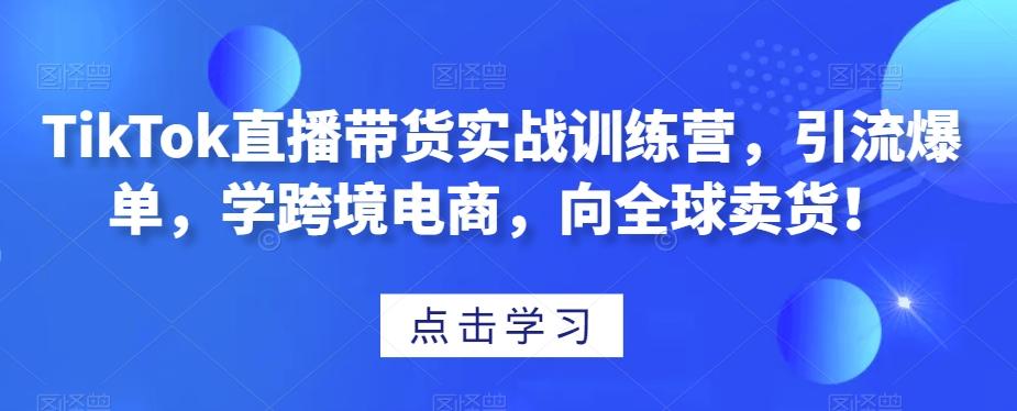 TikTok直播带货实战训练营，引流爆单，学跨境电商，向全球卖货！-策里行间