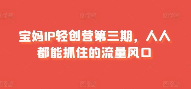 宝妈IP轻创营第三期，人人都能抓住的流量风口-策里行间