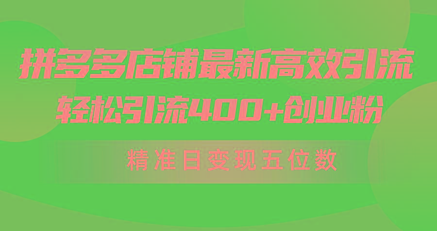 (10041期)拼多多店铺最新高效引流术，轻松引流400+创业粉，精准日变现五位数！-策里行间