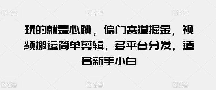 玩的就是心跳，偏门赛道掘金，视频搬运简单剪辑，多平台分发，适合新手小白【揭秘】-策里行间