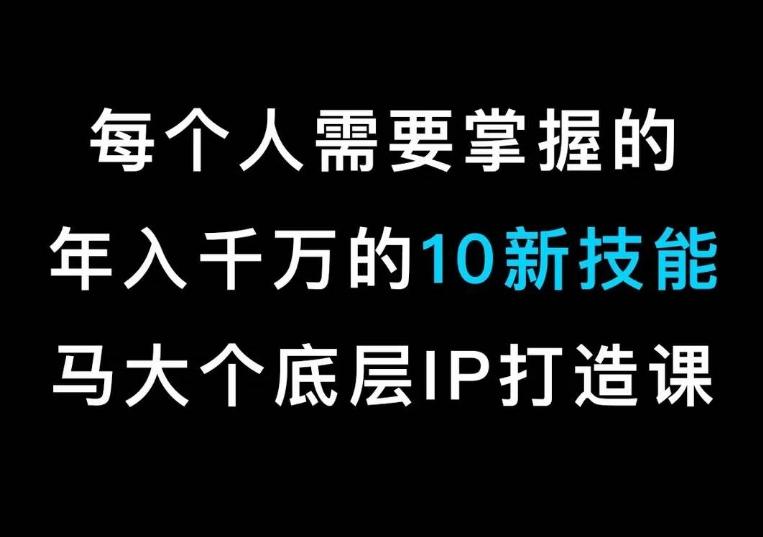 马大个的IP底层逻辑课，​每个人需要掌握的年入千万的10新技能，约会底层IP打造方法！-策里行间