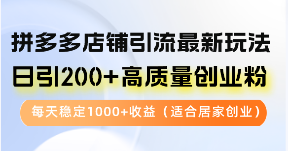 拼多多店铺引流最新玩法，日引200+高质量创业粉，每天稳定1000+收益(…-策里行间