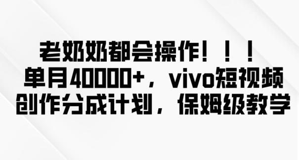 老奶奶都会操作，新平台无脑操作，单月40000+，vivo短视频创作分成计划【揭秘】-策里行间