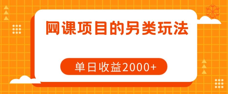 网课项目的另类玩法，单日收益2000+【揭秘】-策里行间