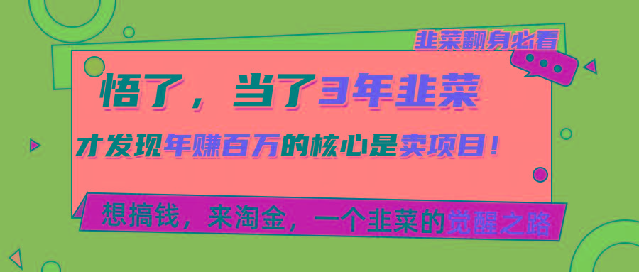 悟了，当了3年韭菜，才发现网赚圈年赚100万的核心是卖项目，含泪分享！-策里行间