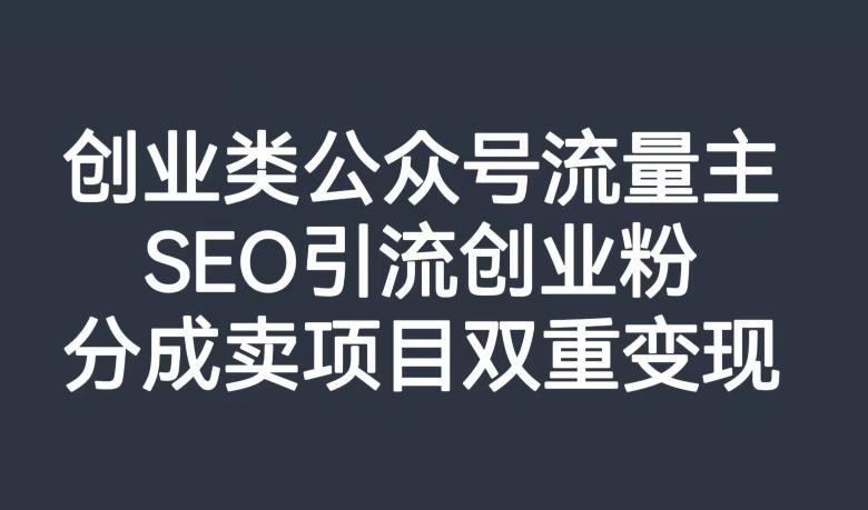 创业类公众号流量主，SEO引流创业粉，分成卖项目双重变现【揭秘】-策里行间