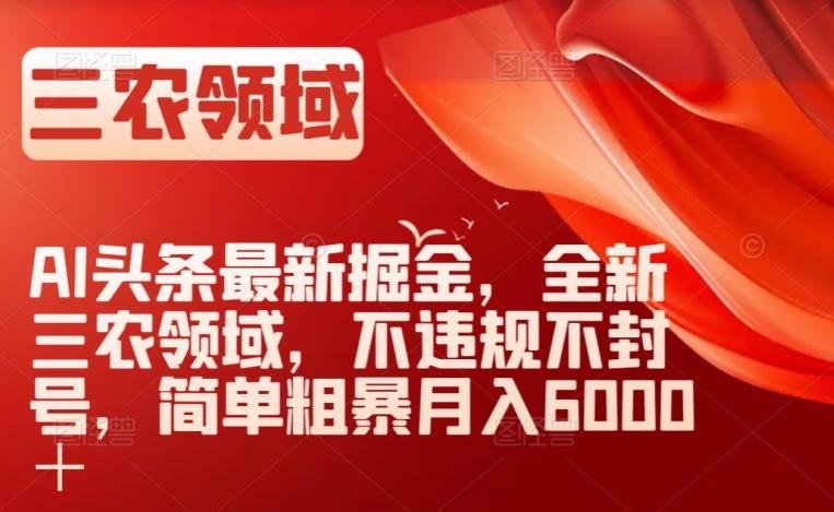 AI头条最新掘金，全新三农领域，不违规不封号，简单粗暴月入6000＋【揭秘】-策里行间