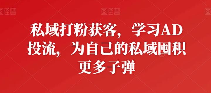 私域打粉获客，学习AD投流，为自己的私域囤积更多子弹-策里行间