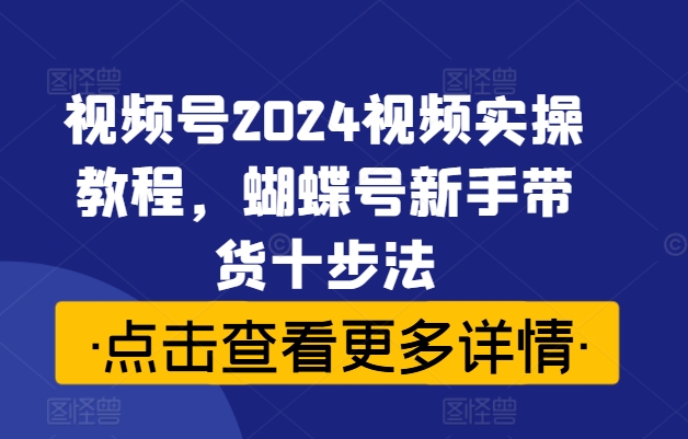 视频号2024视频实操教程，蝴蝶号新手带货十步法-策里行间