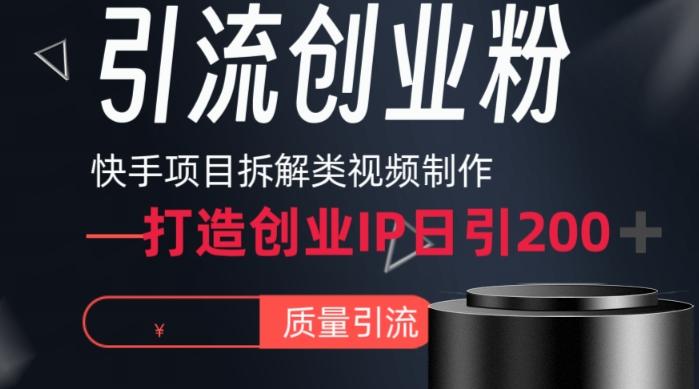 快手项目拆解类视频详细制作流程打造个人IP，单日引流200+高质量创业粉【揭秘】-策里行间