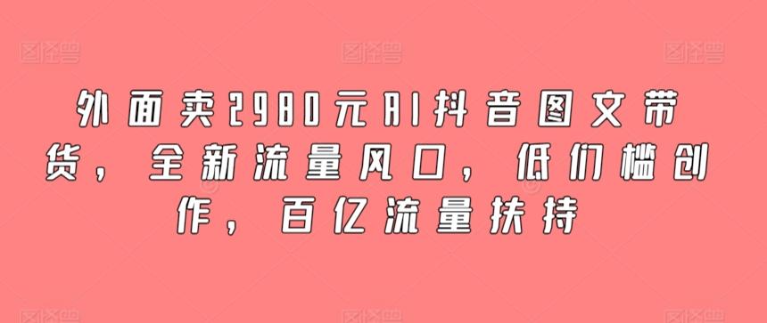 外面卖2980元AI抖音图文带货，全新流量风口，低们槛创作，百亿流量扶持-策里行间