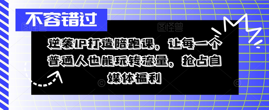 逆袭IP打造陪跑课，让每一个普通人也能玩转流量，抢占自媒体福利-策里行间