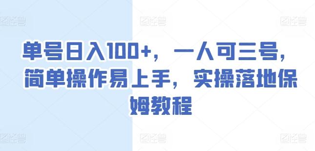 单号日入100+，一人可三号，简单操作易上手，实操落地保姆教程【揭秘】-策里行间