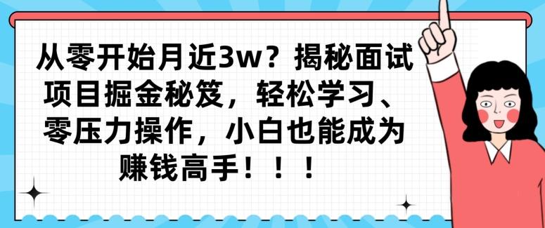 从零开始月近3w？揭秘面试项目掘金秘笈，轻松学习、零压力操作，小白也能成为赚钱高手-策里行间