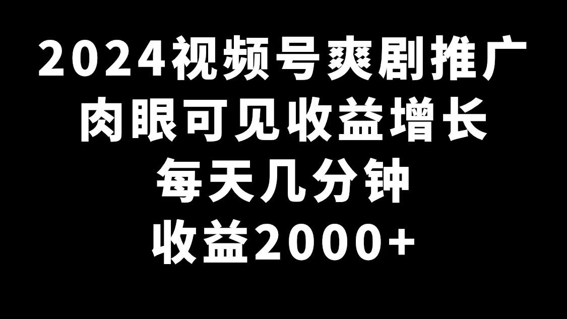 2024视频号爽剧推广，肉眼可见的收益增长，每天几分钟收益2000+-策里行间