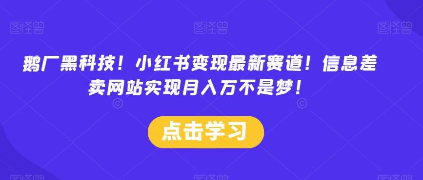 鹅厂黑科技！小红书变现最新赛道！信息差卖网站实现月入万不是梦！-策里行间