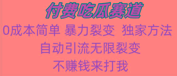 吃瓜付费赛道，暴力无限裂变，0成本，实测日入700+！！！-策里行间