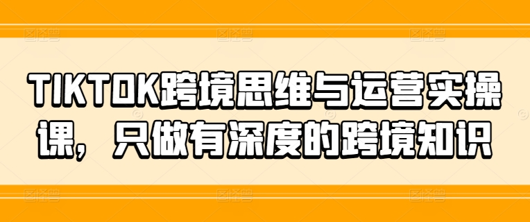 TIKTOK跨境思维与运营实操课，只做有深度的跨境知识-策里行间
