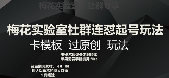梅花实验室社群连怼起号玩法，卡模板过原创玩法【揭秘】-策里行间