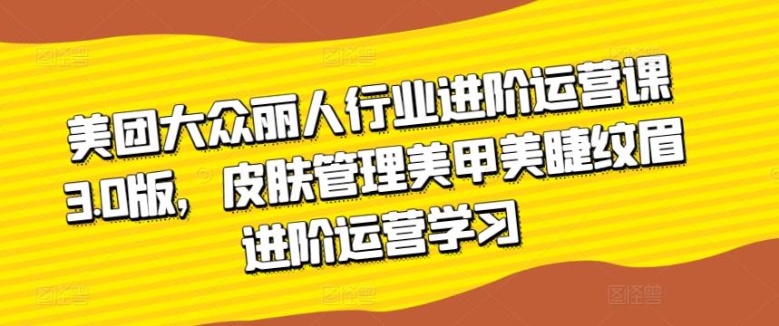 美团大众丽人行业进阶运营课3.0版，皮肤管理美甲美睫纹眉进阶运营学习-策里行间