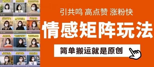 简单搬运，情感矩阵玩法，涨粉速度快，可带货，可起号【揭秘】-策里行间